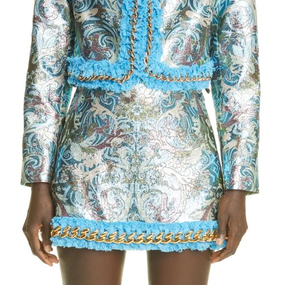 Versace Chain Trim Metallic Barocco Jacquard Jacket - Season 2023 - Brand New - Picture 4 of 7